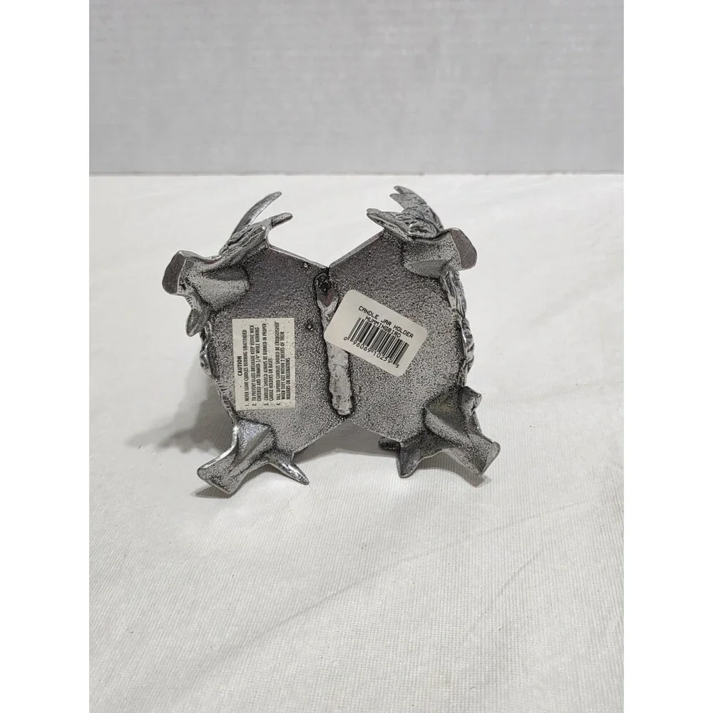 Hummingbird Silver Colored Pewter Metal Candle Holder 6